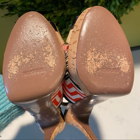 MISSONI Cork Platform Peep Toe Slingback Sandals Size 39 - Picture 9 of 9